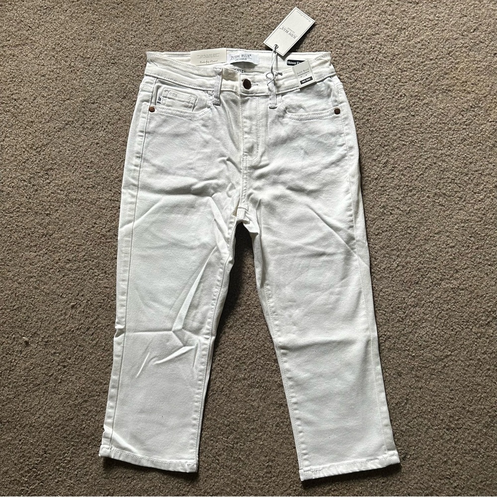 Judy Blue Off-White Skinny Fit Capri Jeans Sz 0/24 JB82292 WHT